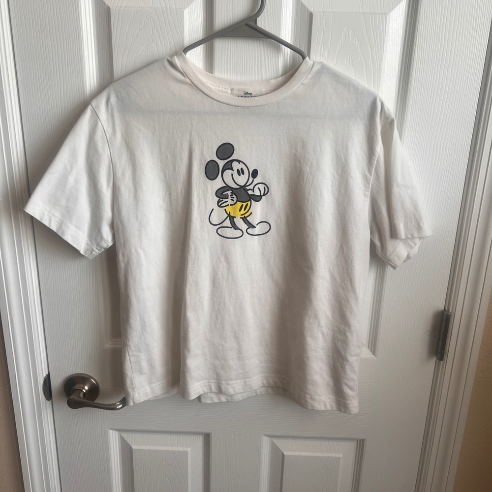Disney Parks Mickey Mouse Graphic T-Shirt Short Sleeve Casual Top White M